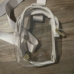 Kendra Scott White Backpack with Clear Design and Gold Accents
